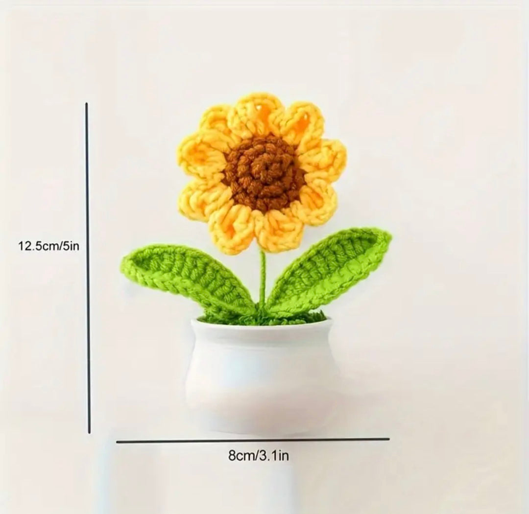 Set de fleurs au crochet : tournesols et marguerites lilas – Fait main avec amour