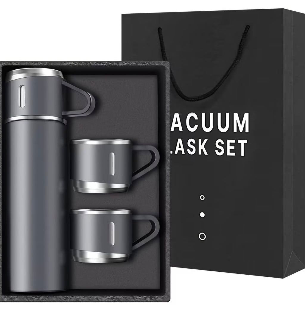 Set thermique 4 pièces en acier inoxydable – Bouteille 500 ml + 3 tasse