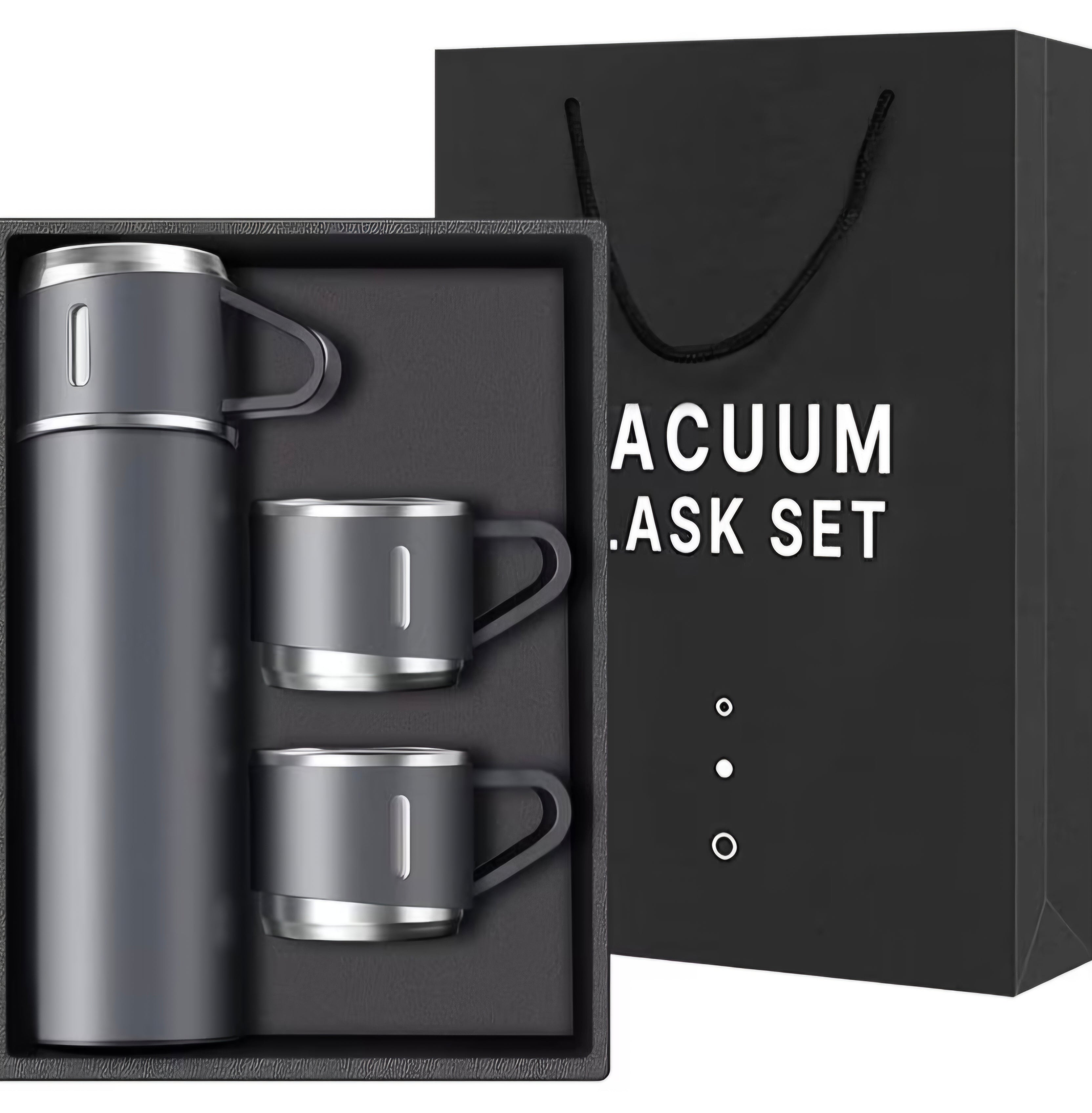 Set thermique 4 pièces en acier inoxydable – Bouteille 500 ml + 3 tasse