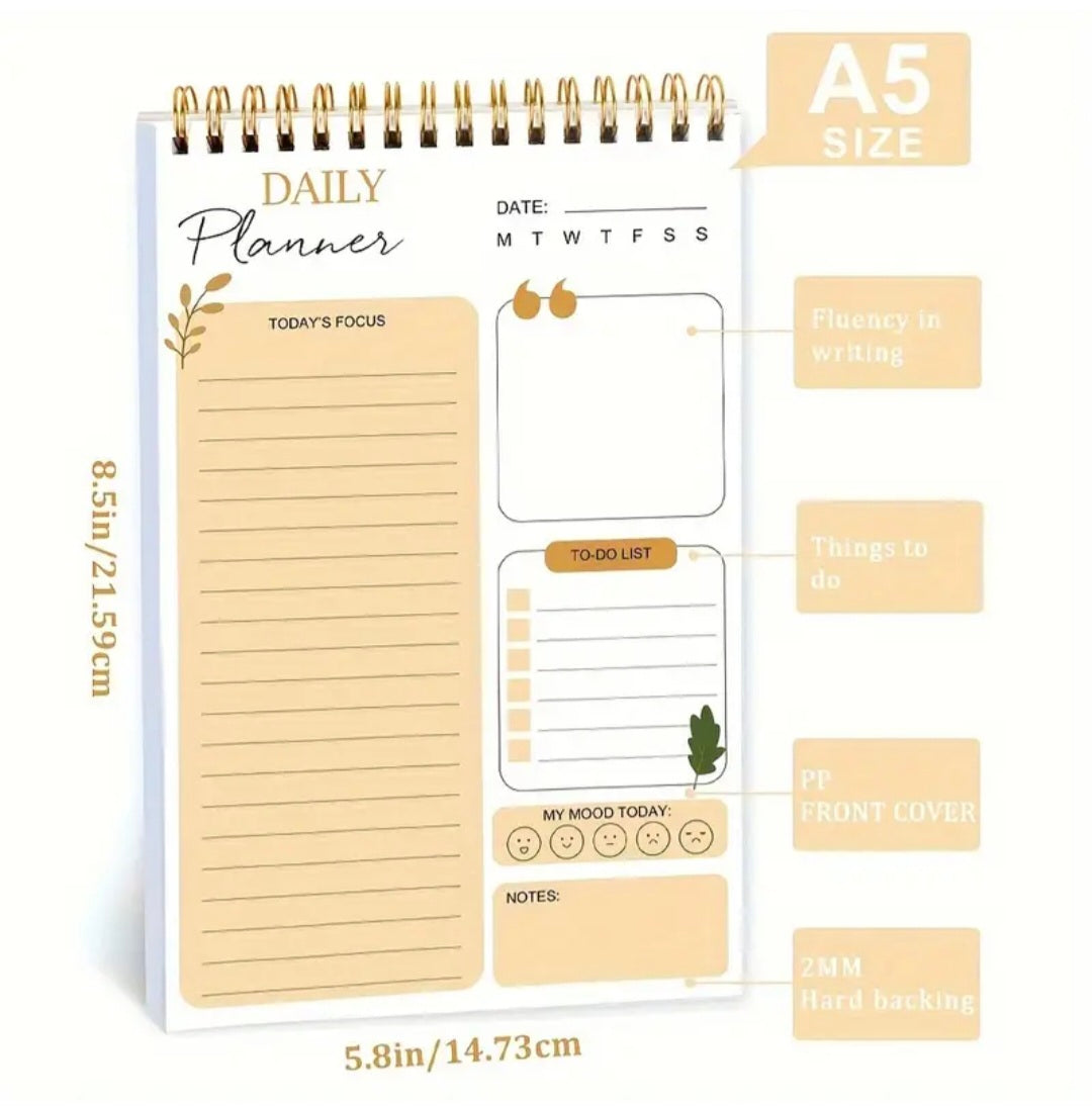Planificateur Quotidien A5 – Organisation, Focus et Productivité