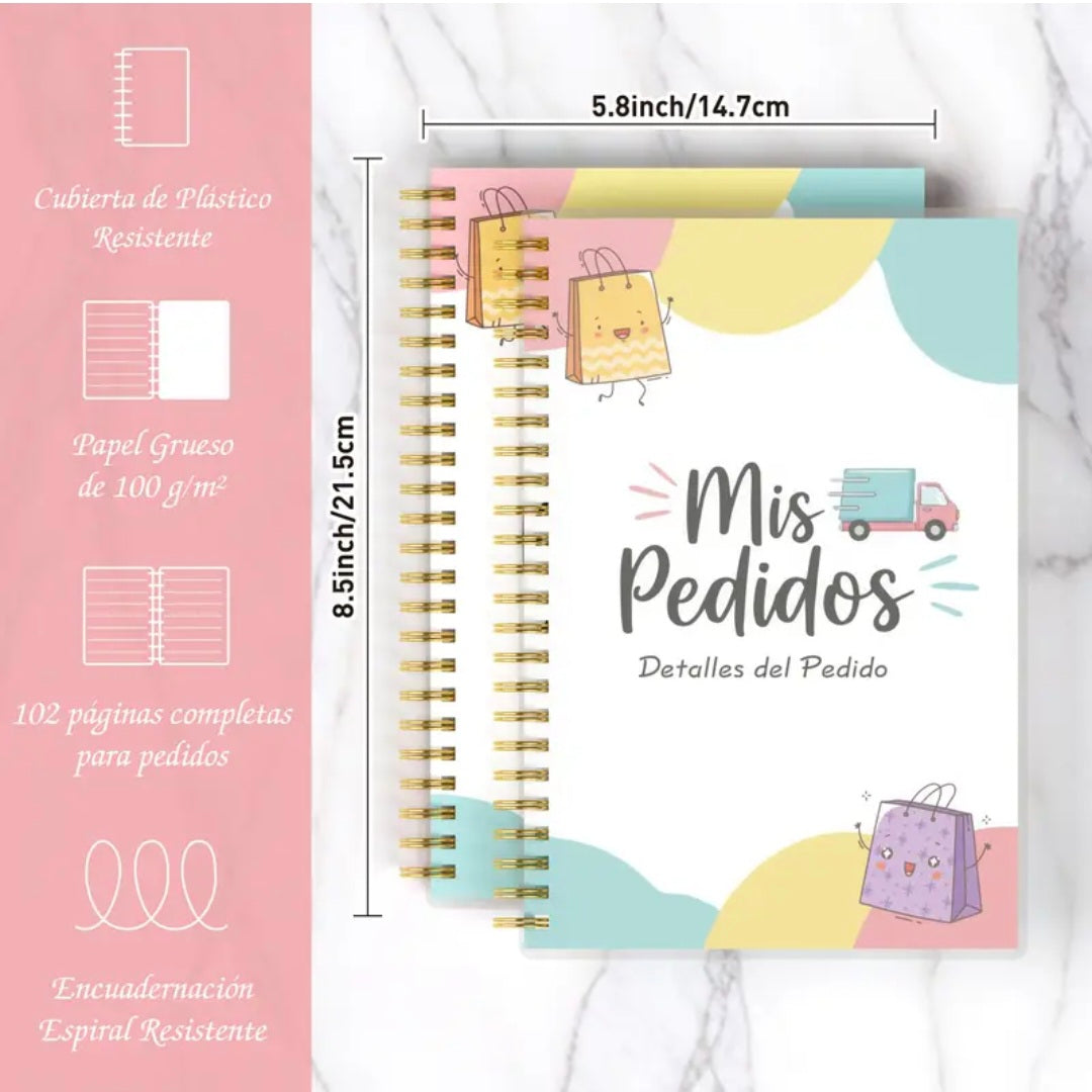 Carnet de suivi des commandes A5 en espagnol – Stylo motivant offert