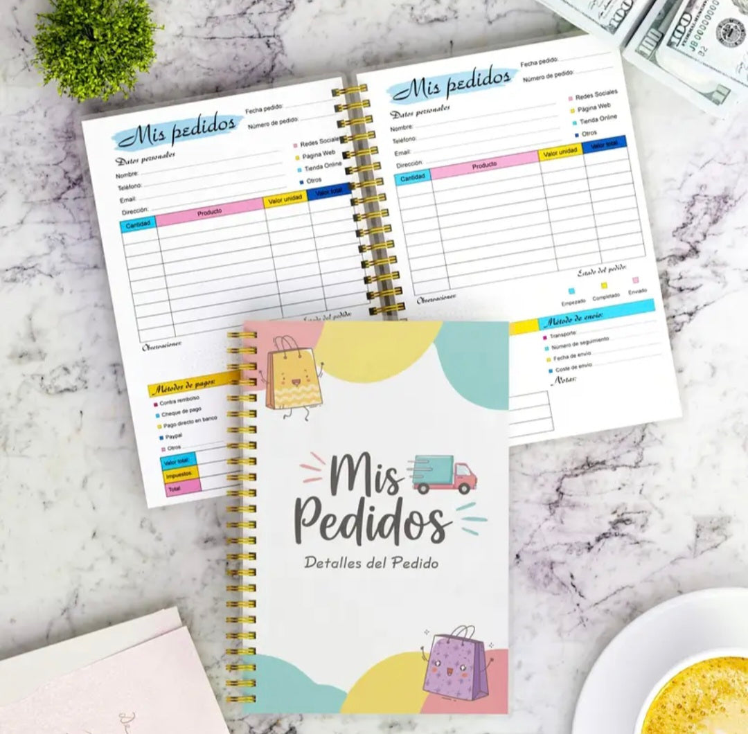 Carnet de suivi des commandes A5 en espagnol – Stylo motivant offert