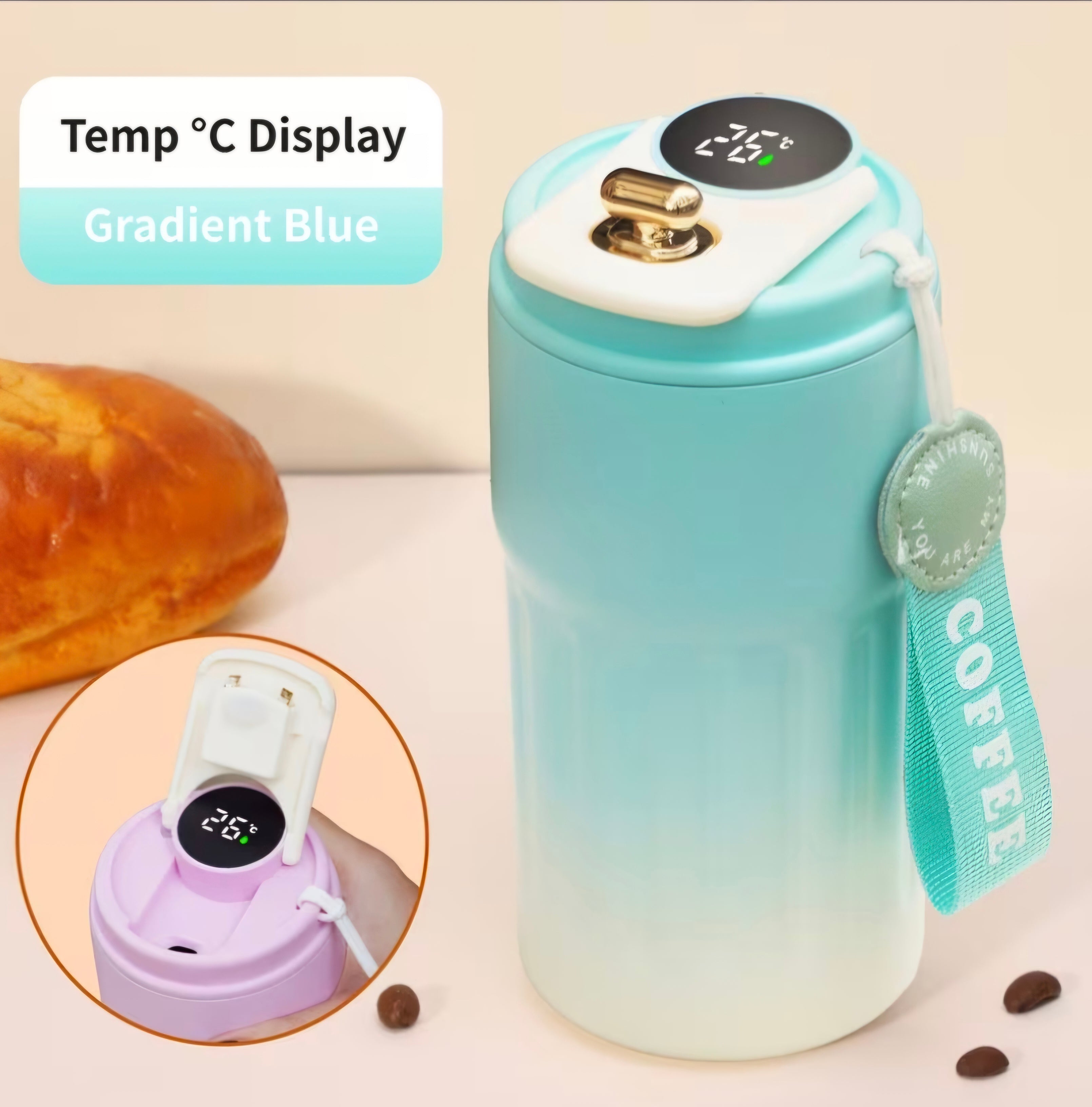 Tasse thermique intelligente avec indicateur digital de température – 460 ml