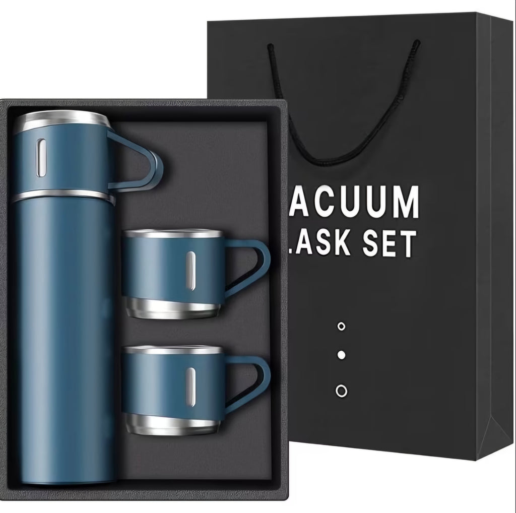 Set thermique 4 pièces en acier inoxydable – Bouteille 500 ml + 3 tasse