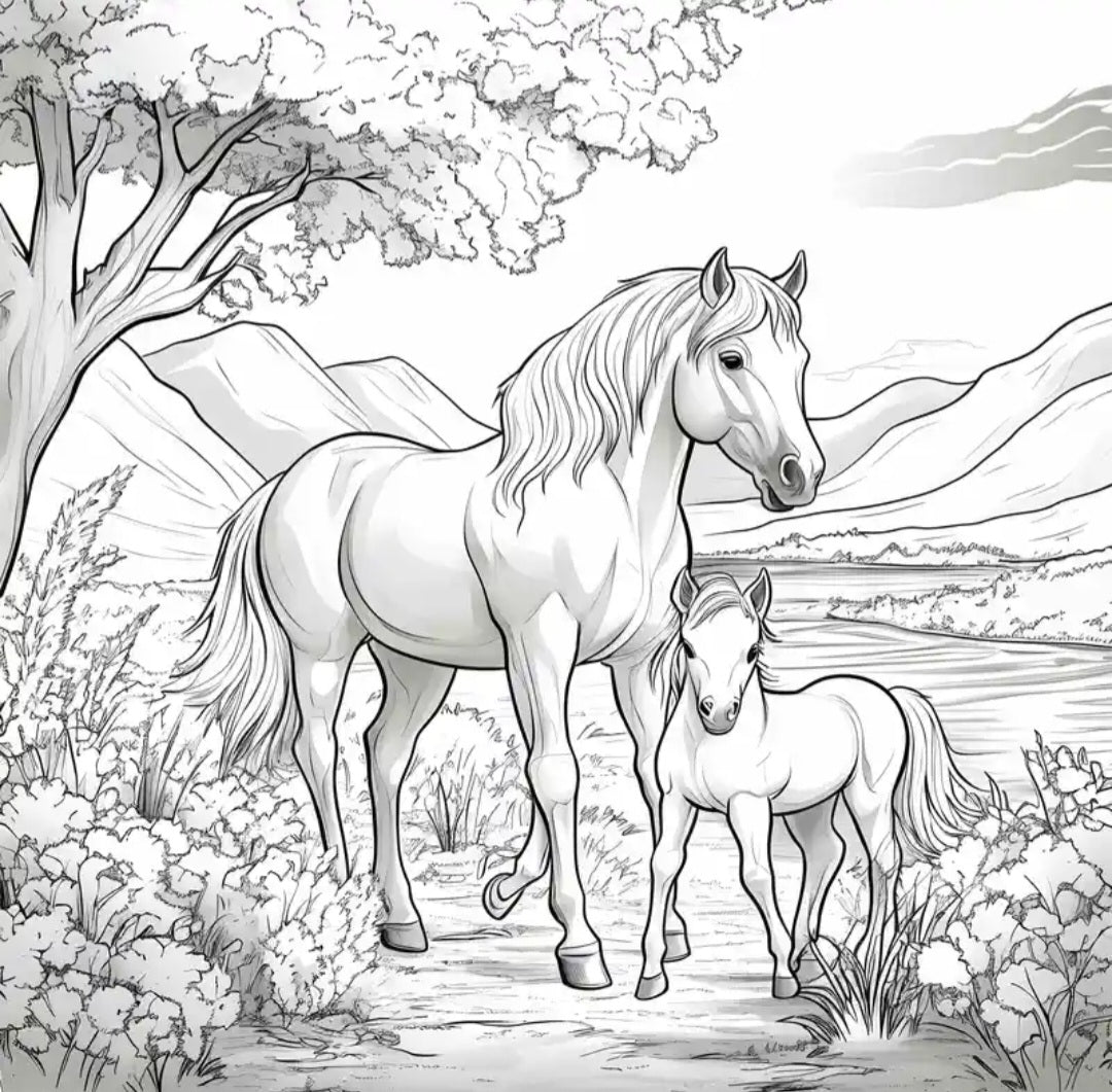 Carnet de Coloriage "Monde Magique des Chevaux" – 20 Pages Créatives