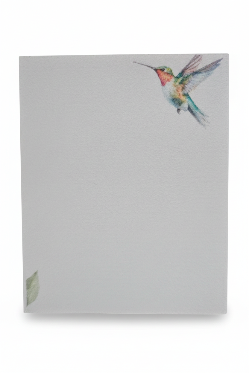 Bloc colibrí fondo blanco
