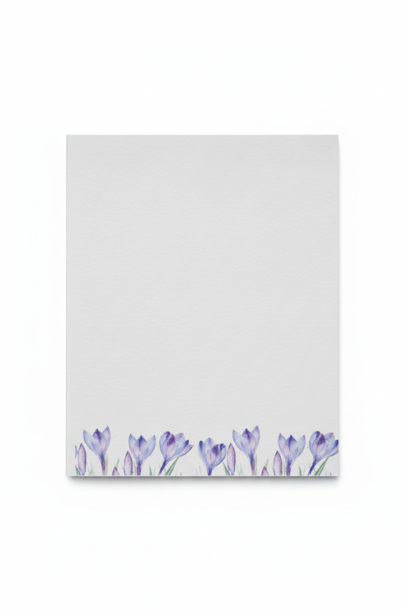 Bloc-notes artisanal – Crocus | 7×9 cm | Pages rechargeables