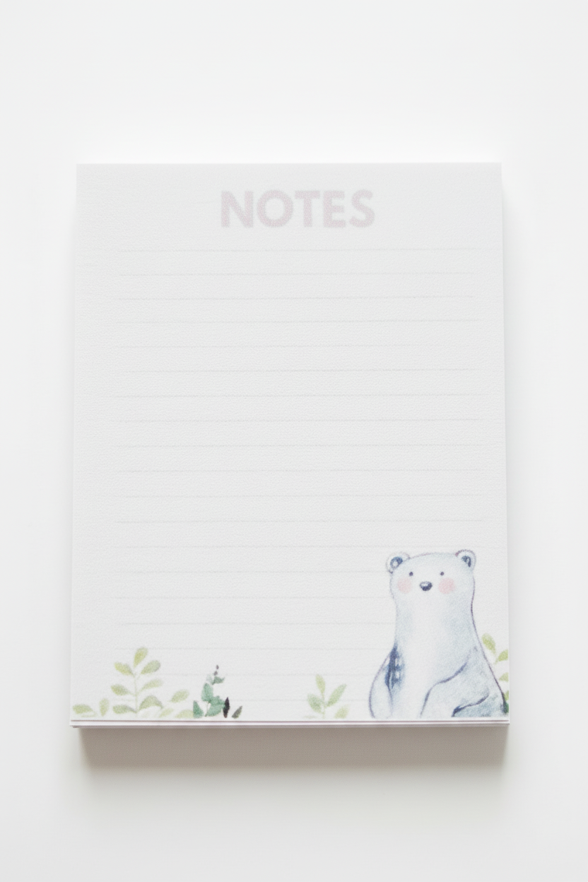 Bloc-notes artisanal – Ours polaire | 7×9 cm | Pages rechargeables